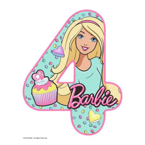 Barbie Number 4 Edible Icing Image - Click Image to Close